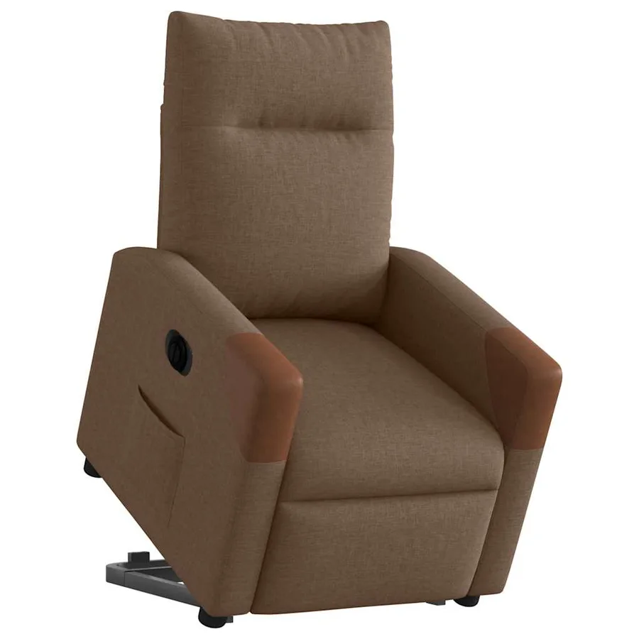 Fauteuil inclinable électrique marron tissu - 3
