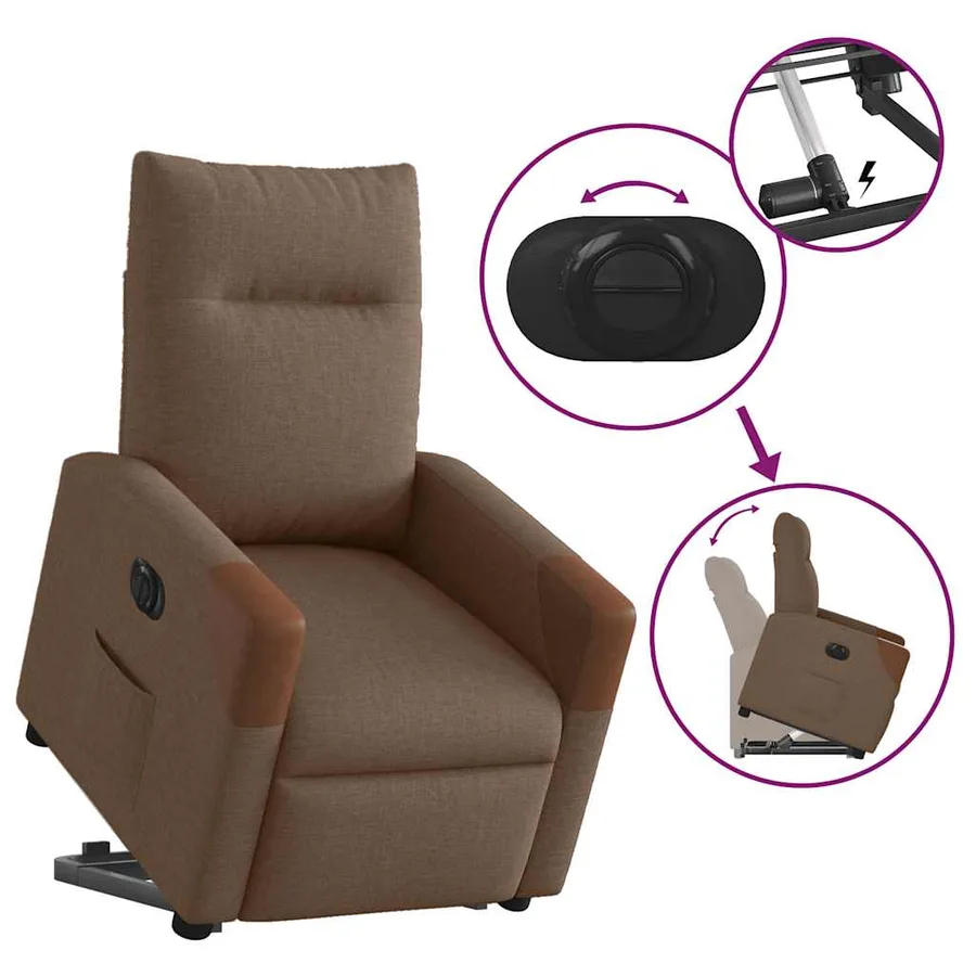 Fauteuil inclinable électrique marron tissu - 8