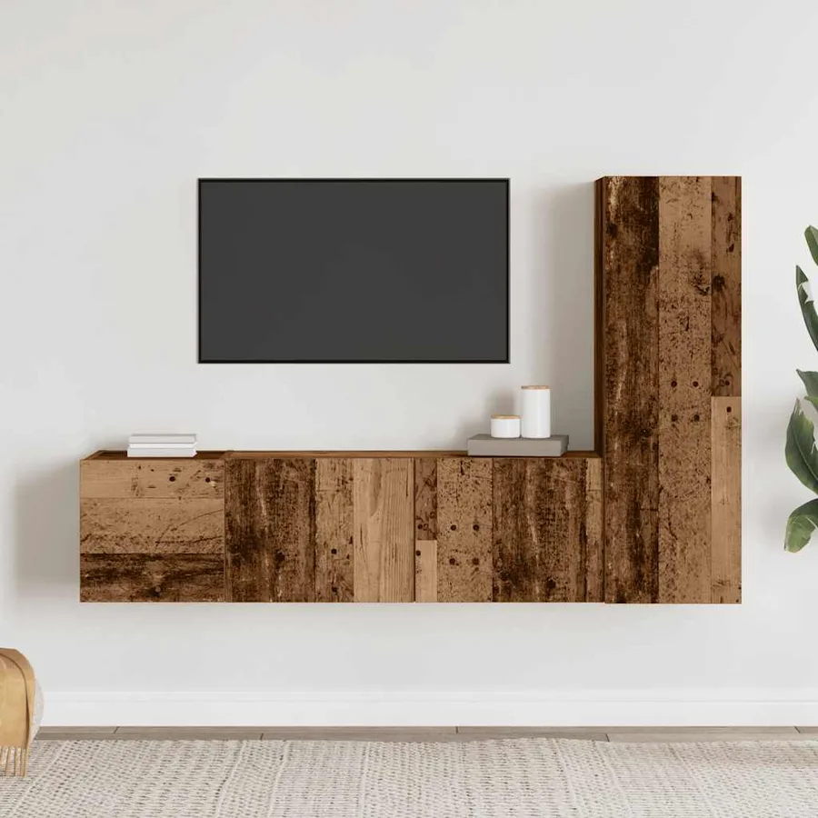 Meubles TV muraux 3 pcs vieux bois bois d'ingénierie - 2