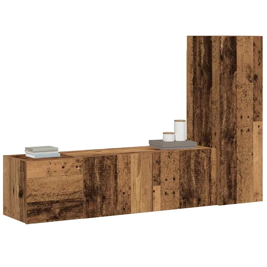 Meubles TV muraux 3 pcs vieux bois bois d'ingénierie - 3