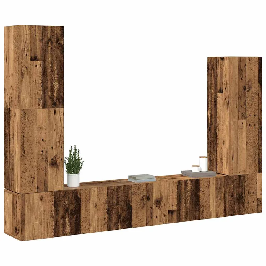 Ensemble de meuble TV mural 4 pcs vieux bois bois d'ingénierie - 3