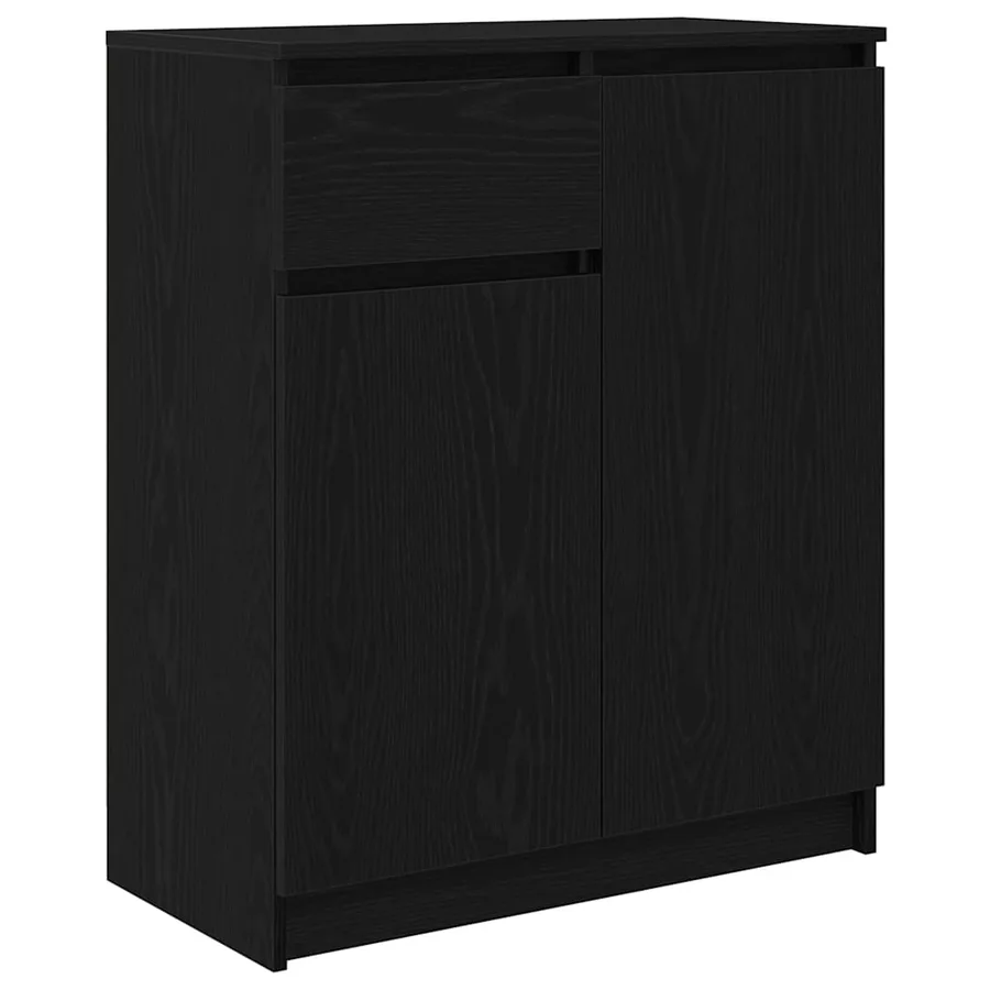 Buffet avec tiroir chêne noir 71x35x84 cm bois d'ingénierie - 2