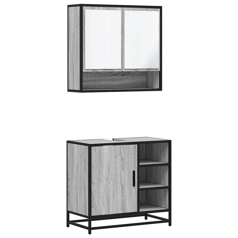 Ensemble de meubles de salle de bain 2 pcs Sonoma gris - 2