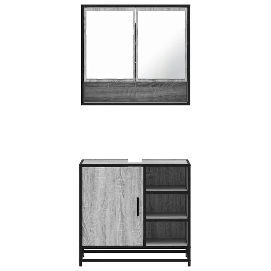 Ensemble de meubles de salle de bain 2 pcs Sonoma gris - 5