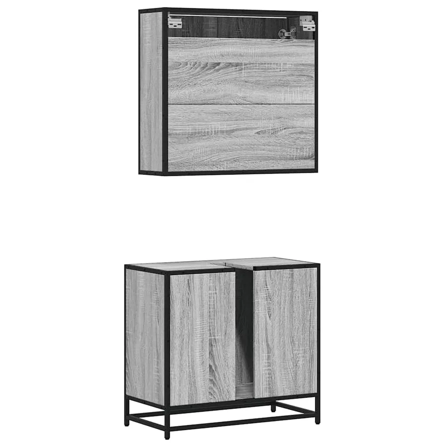 Ensemble de meubles de salle de bain 2 pcs Sonoma gris - 7