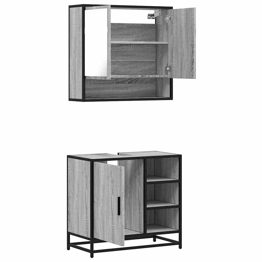Ensemble de meubles de salle de bain 2 pcs Sonoma gris - 8