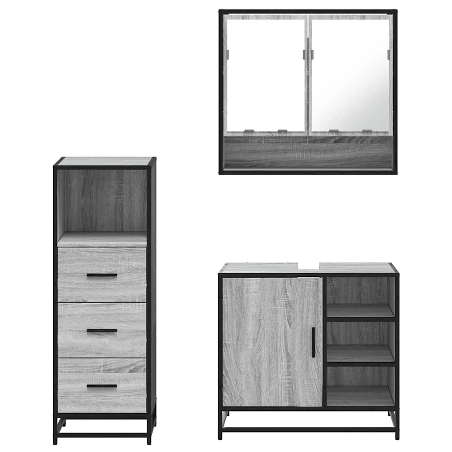 Ensemble de meubles de salle de bain 3 pcs Sonoma gris - 5
