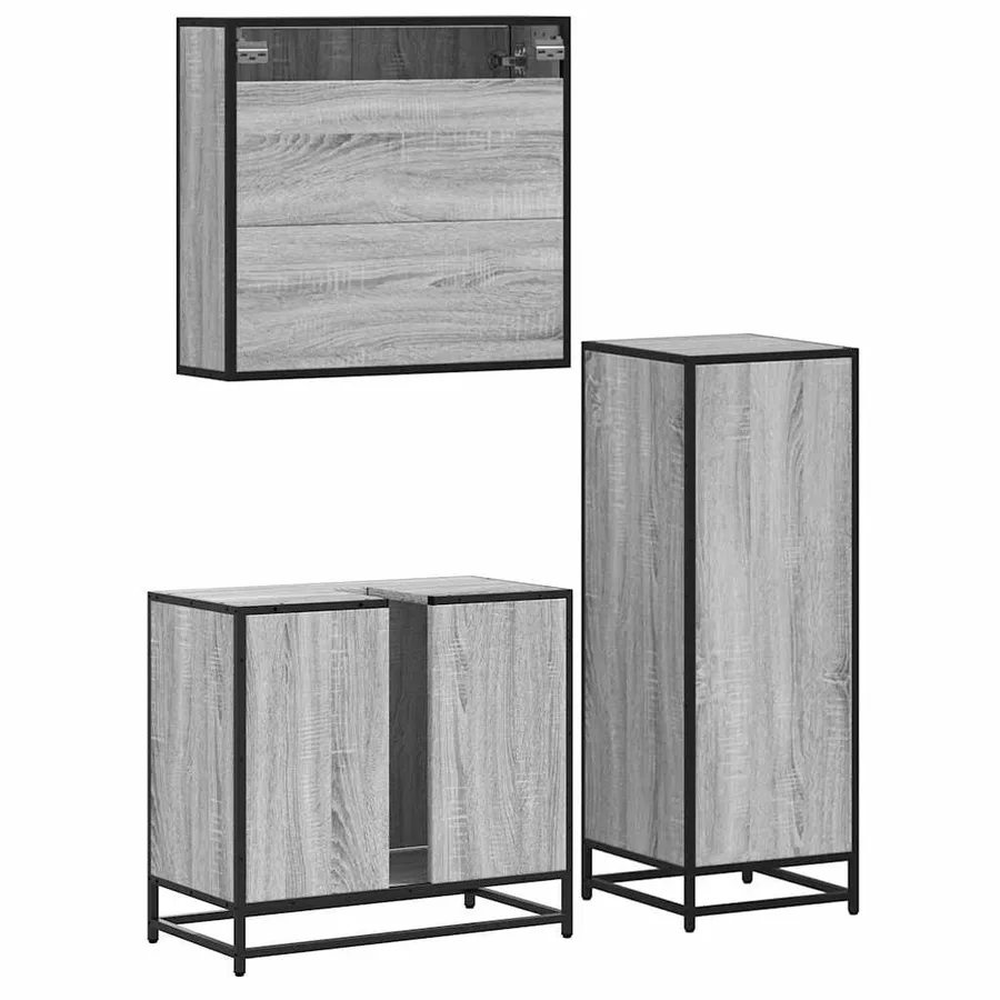 Ensemble de meubles de salle de bain 3 pcs Sonoma gris - 7