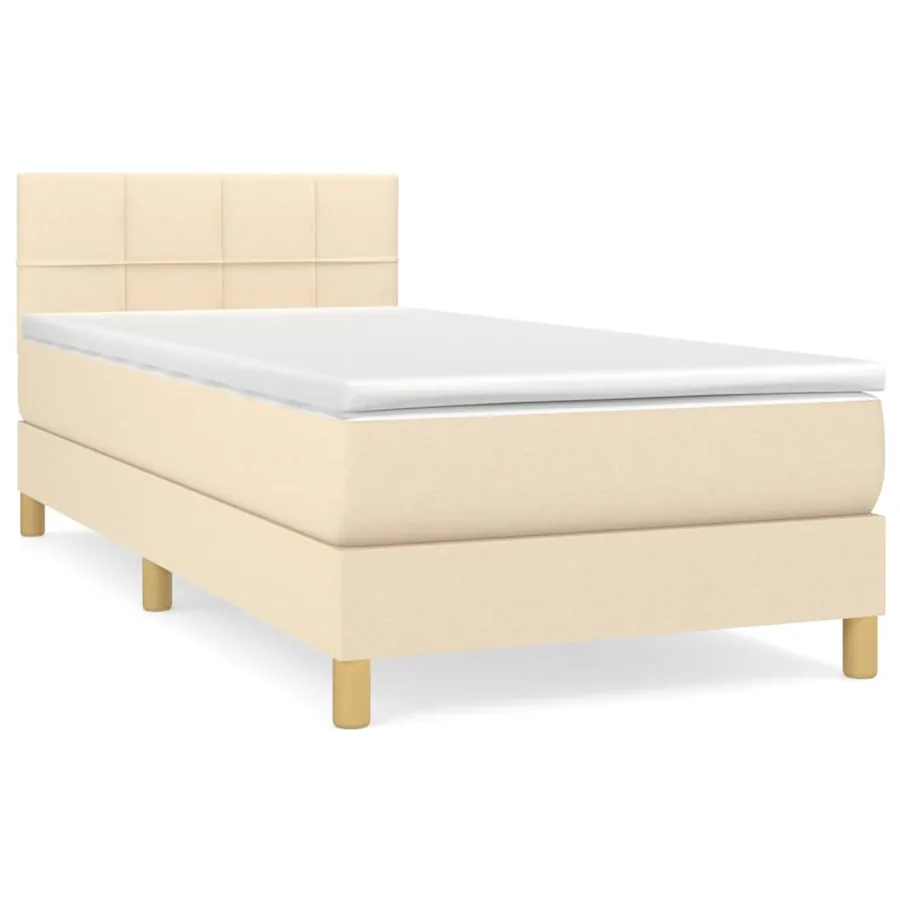 Sommier à lattes de lit avec matelas Crème 100x200 cm Tissu - 2