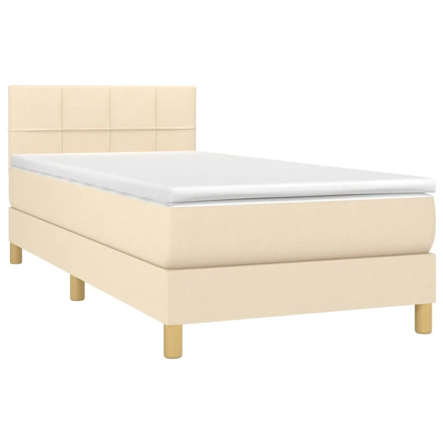 Sommier à lattes de lit avec matelas Crème 100x200 cm Tissu - 3