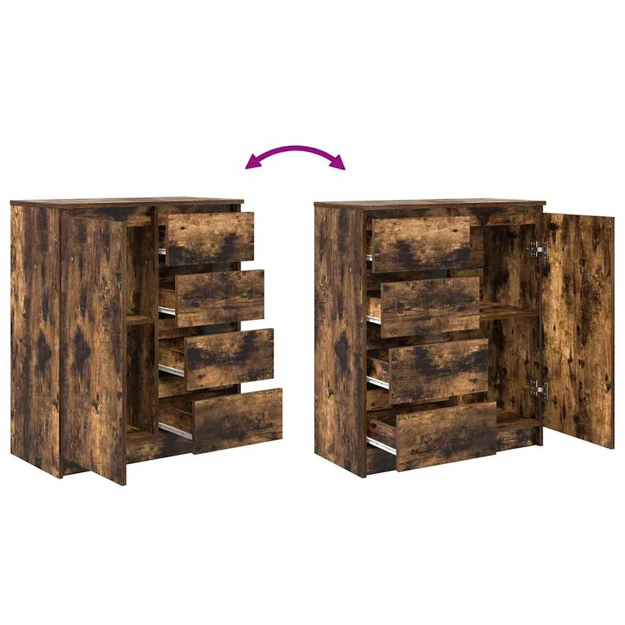 Buffet avec tiroirs chêne fumé 71x35x84 cm bois d'ingénierie - 9