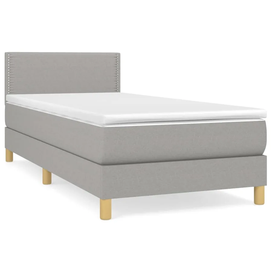 Sommier à lattes de lit avec matelas Gris clair 100x200cm Tissu - 2