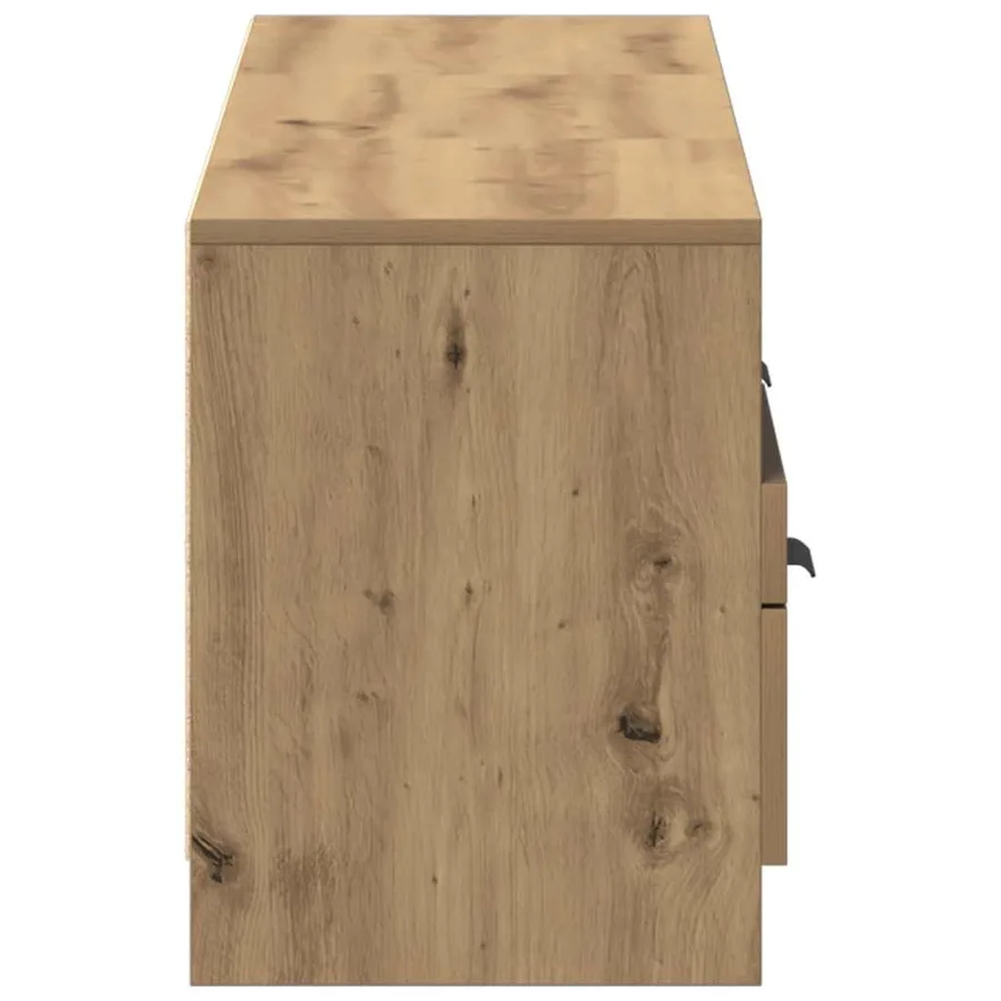 Meuble TV chêne artisanal 150x33,5x45 cm bois d'ingénierie - 6