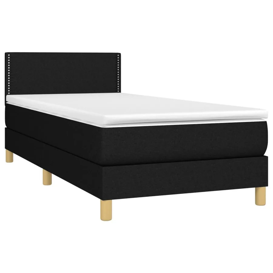Sommier à lattes de lit avec matelas Noir 90x200 cm Tissu - 3