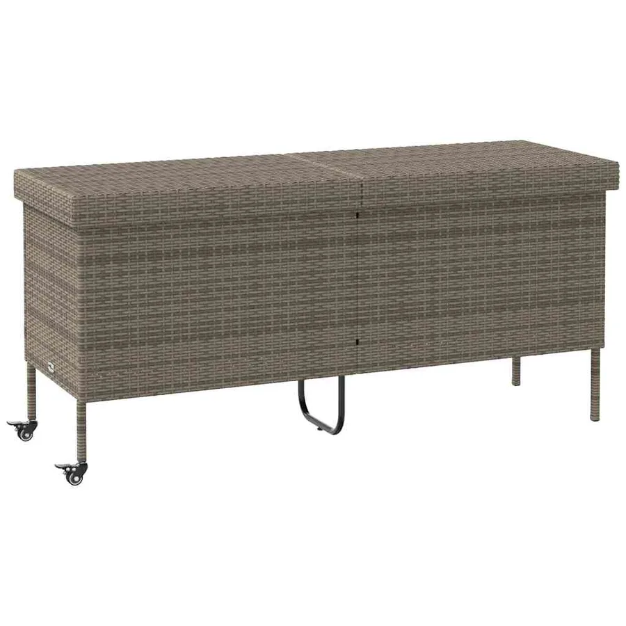 Boîte de rangement de jardin et roues gris résine tressée - 2