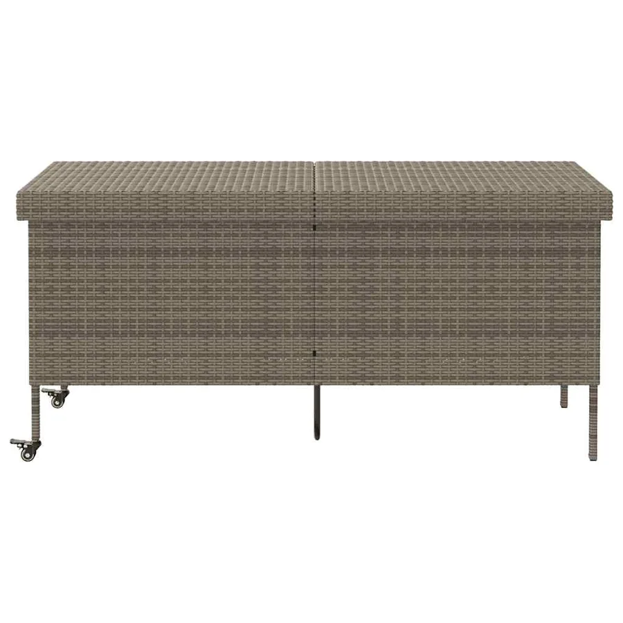 Boîte de rangement de jardin et roues gris résine tressée - 3