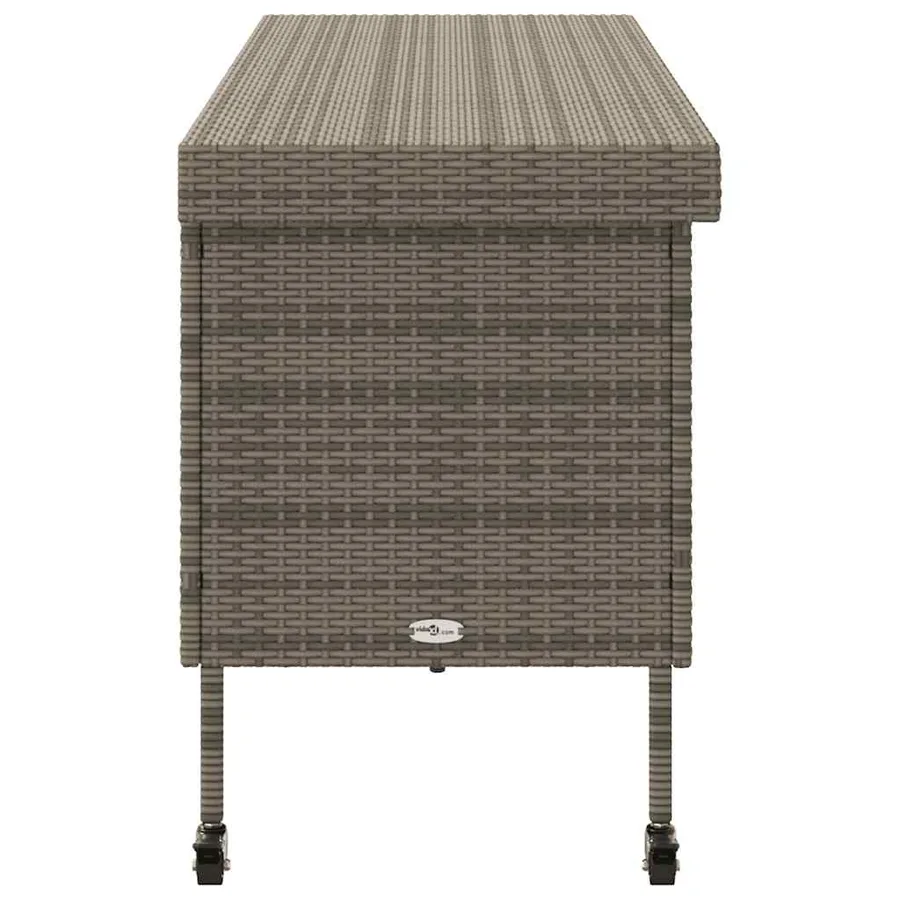 Boîte de rangement de jardin et roues gris résine tressée - 5