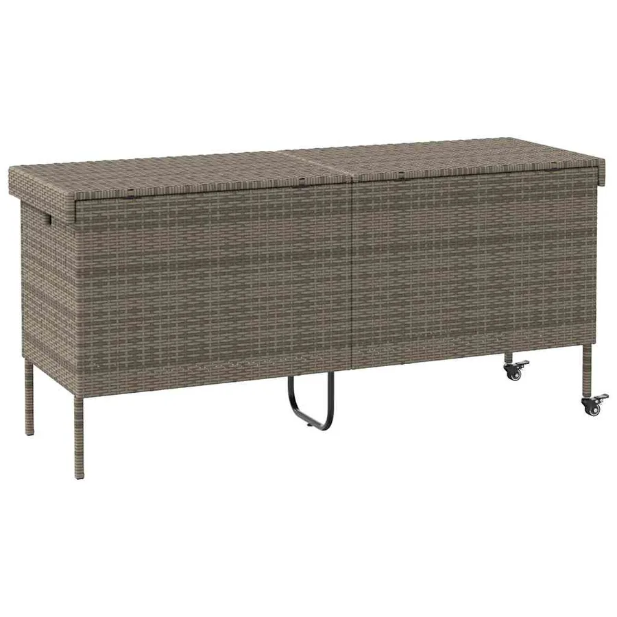 Boîte de rangement de jardin et roues gris résine tressée - 6