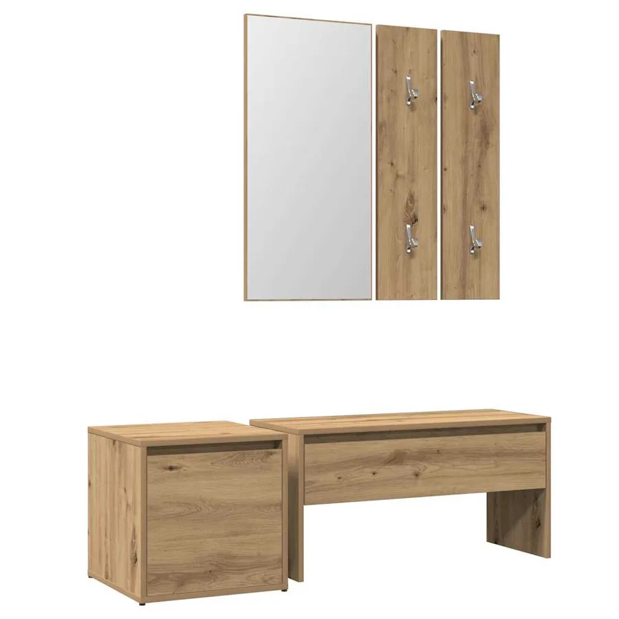 Ensemble de meubles de couloir chêne artisanal bois ingénierie - 2