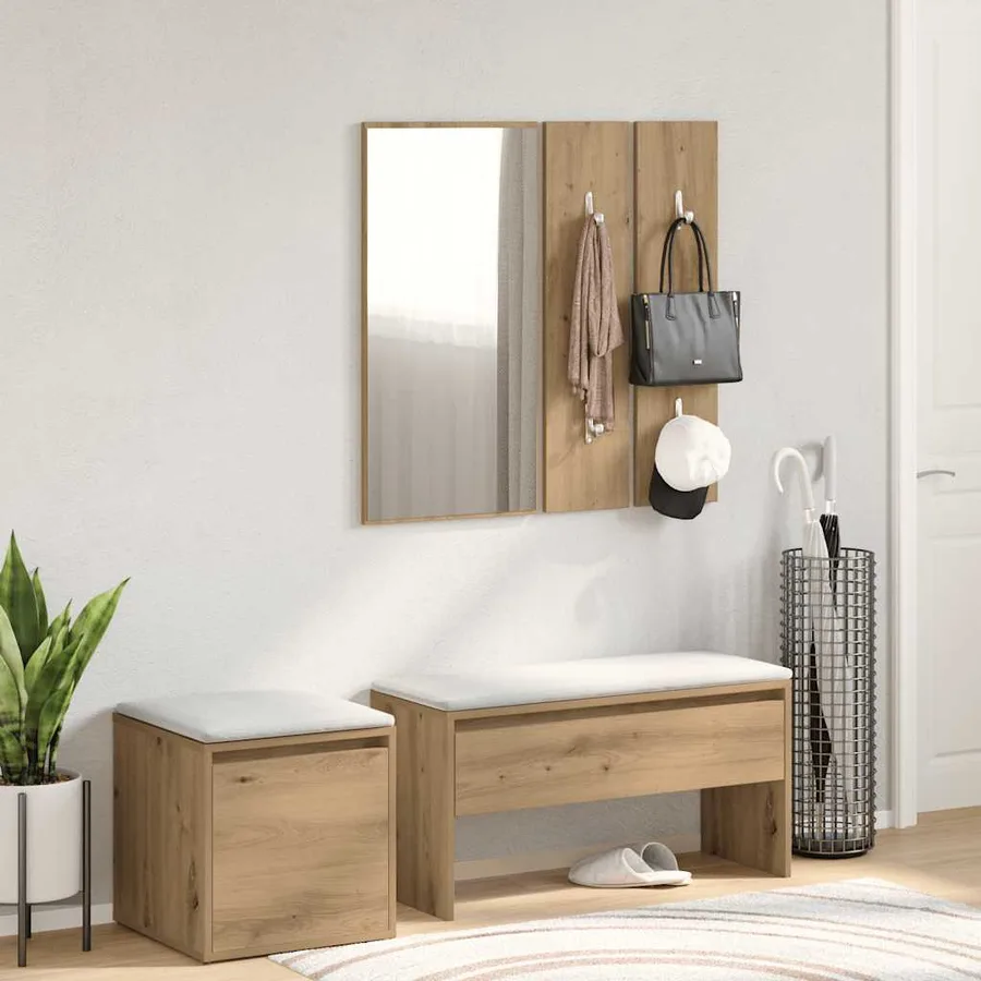 Ensemble de meubles de couloir chêne artisanal bois ingénierie - 3