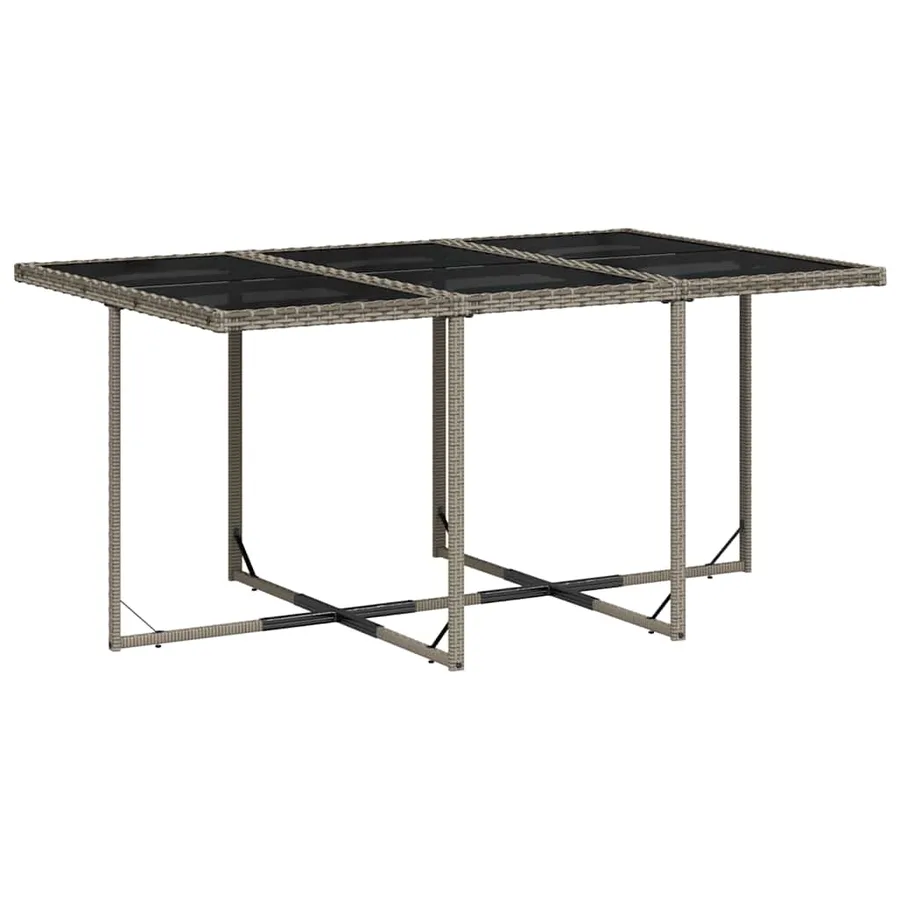 Ensemble à manger de jardin 11pcs avec coussins gris poly rotin - 4