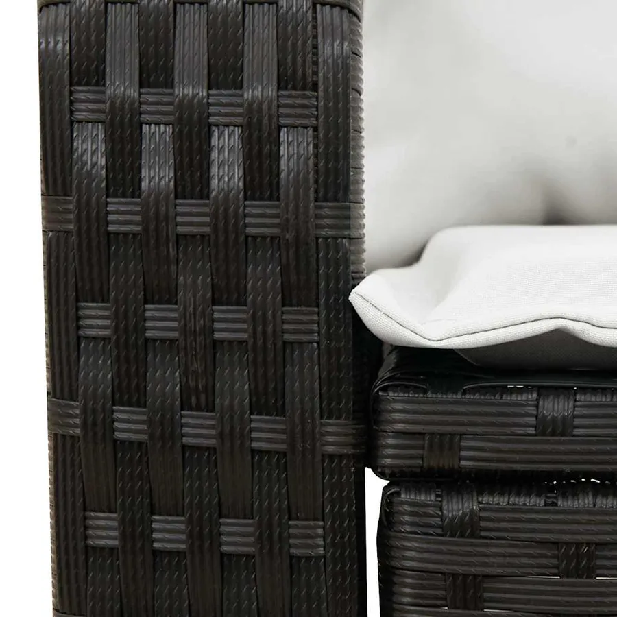 Chaise à bascule de jardin avec coussins noir résine tressée - 7