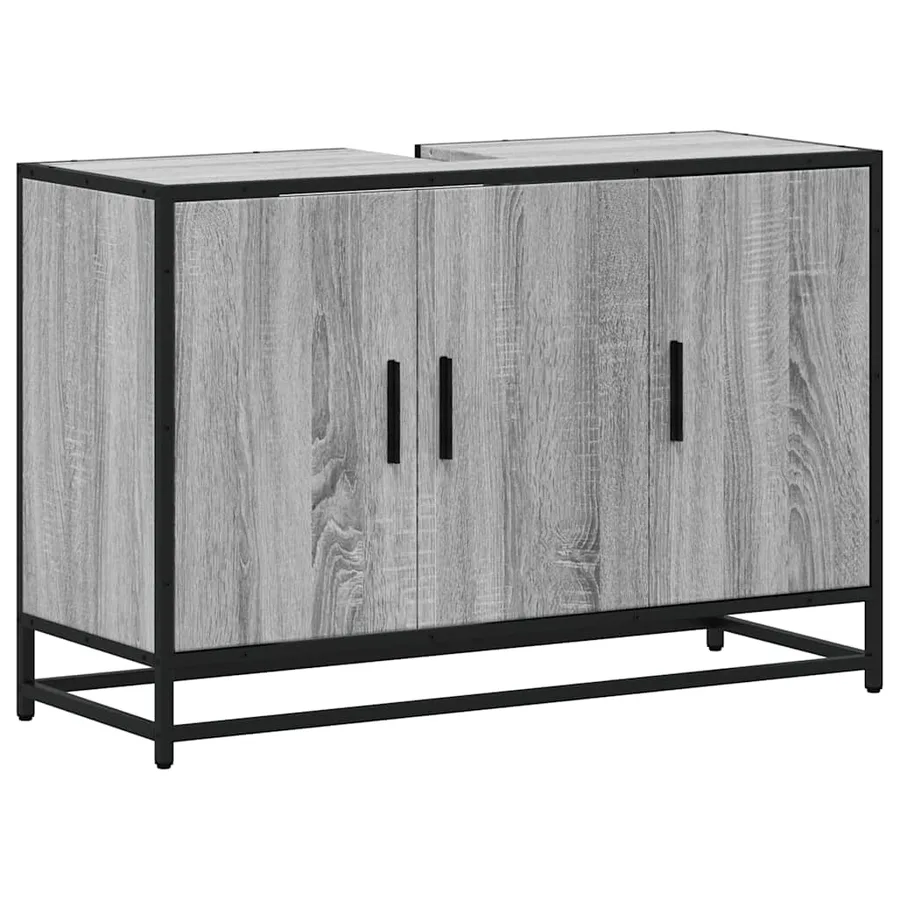 Armoire de lavabo de salle de bain sonoma gris 90x33x60 cm - 2