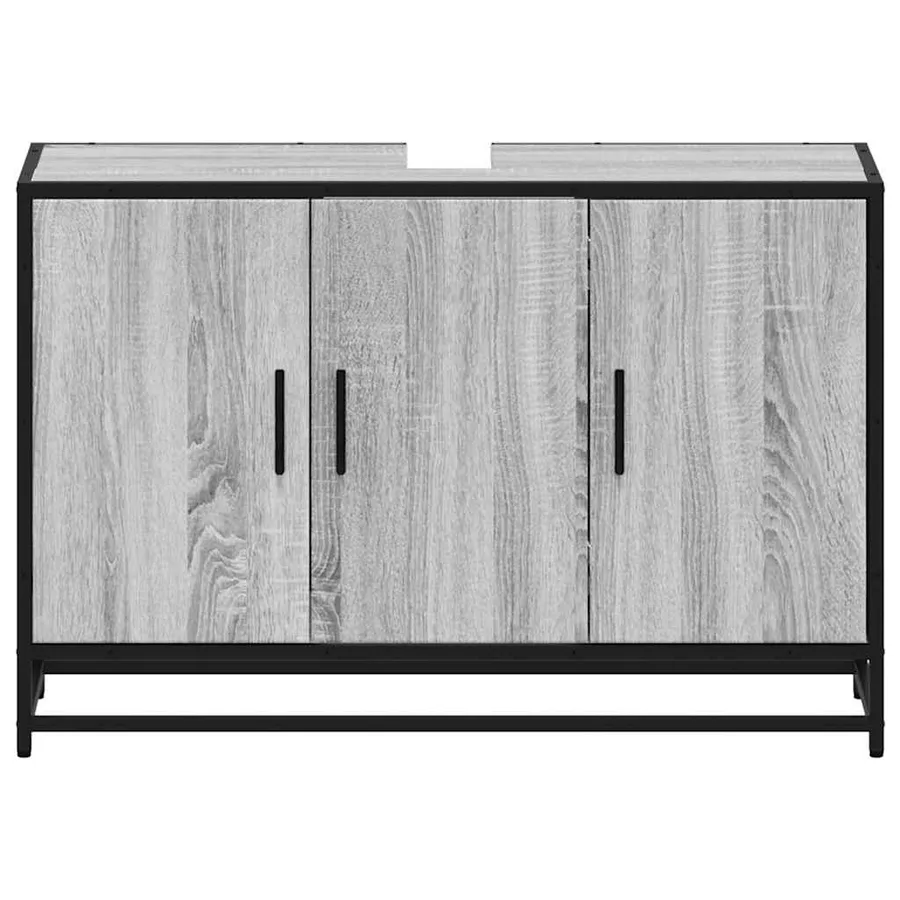 Armoire de lavabo de salle de bain sonoma gris 90x33x60 cm - 5