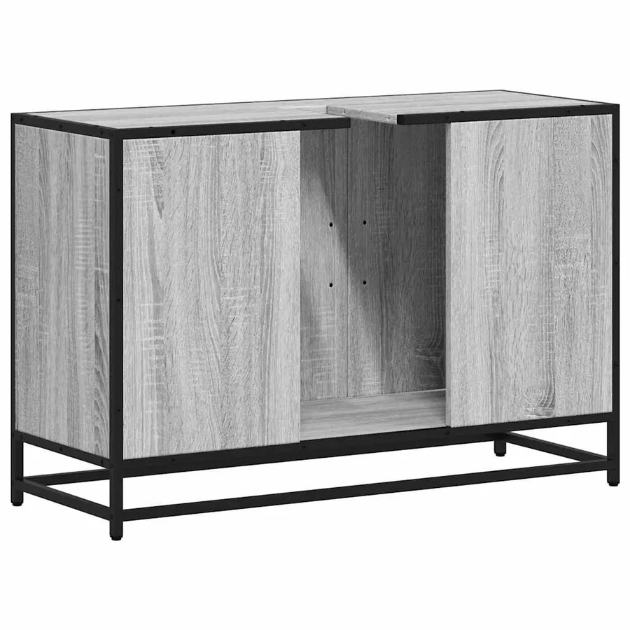 Armoire de lavabo de salle de bain sonoma gris 90x33x60 cm - 7
