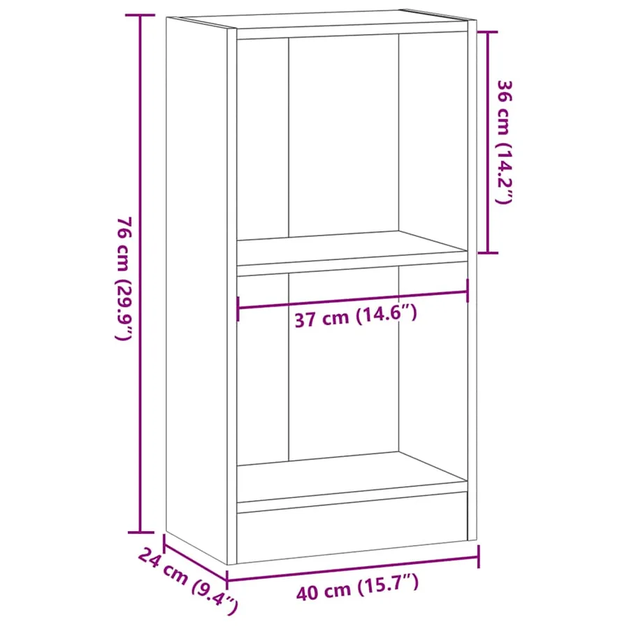Bibliothèque sonoma gris 40x24x76 cm bois d'ingénierie - 9