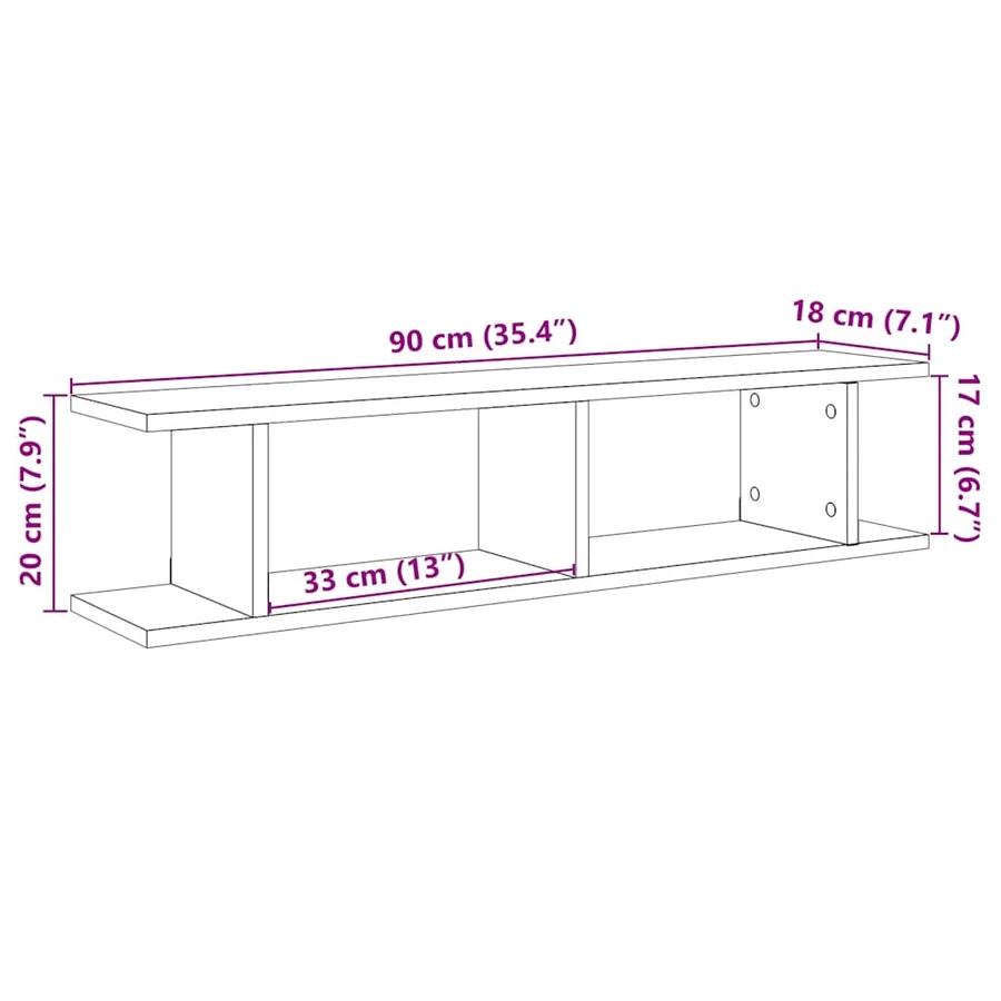 Étagères murales 2 pcs chêne noir 90x18x20 cm bois d'ingénierie - 11