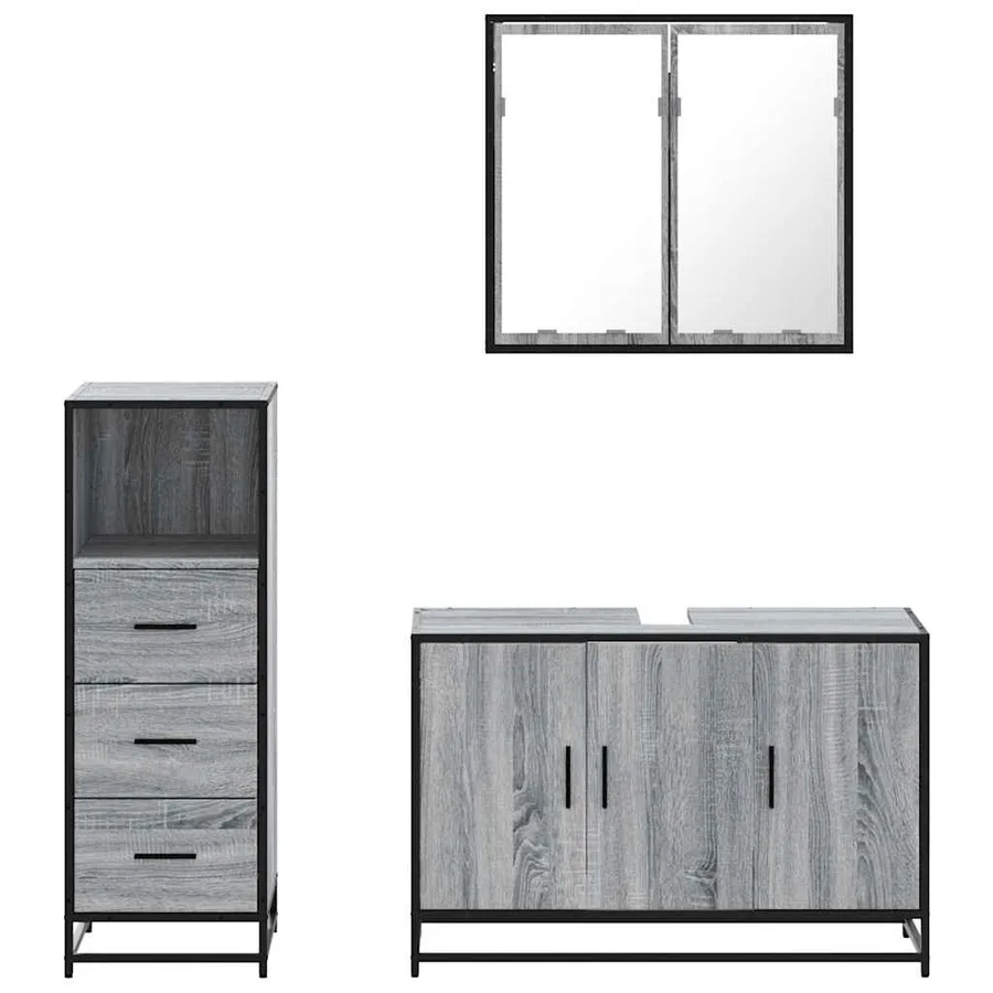Ensemble de meubles de salle de bain 3 pcs Sonoma gris - 5
