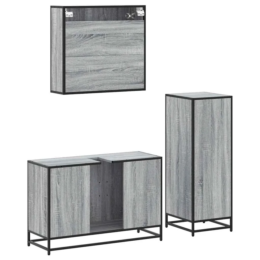 Ensemble de meubles de salle de bain 3 pcs Sonoma gris - 8