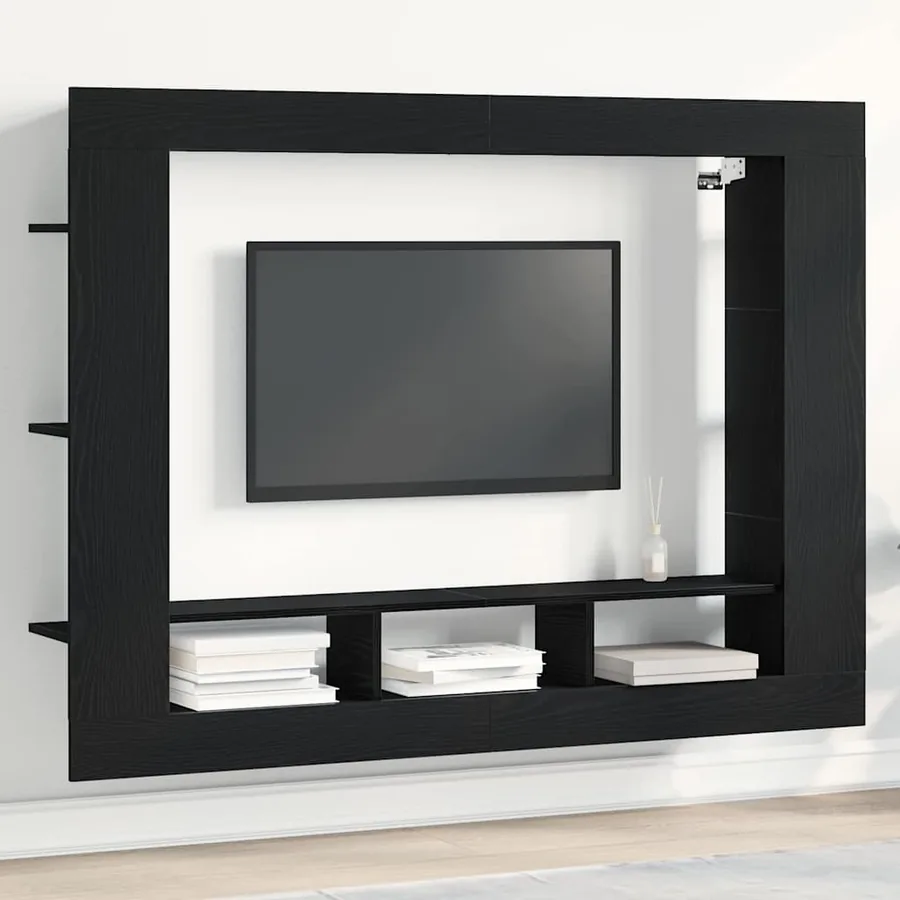 Meuble TV Chêne noir 152 x 22 x 113 cm Bois d'ingénierie