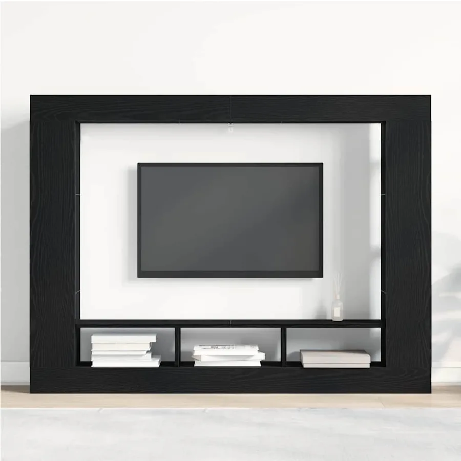 Meuble TV Chêne noir 152 x 22 x 113 cm Bois d'ingénierie - 4