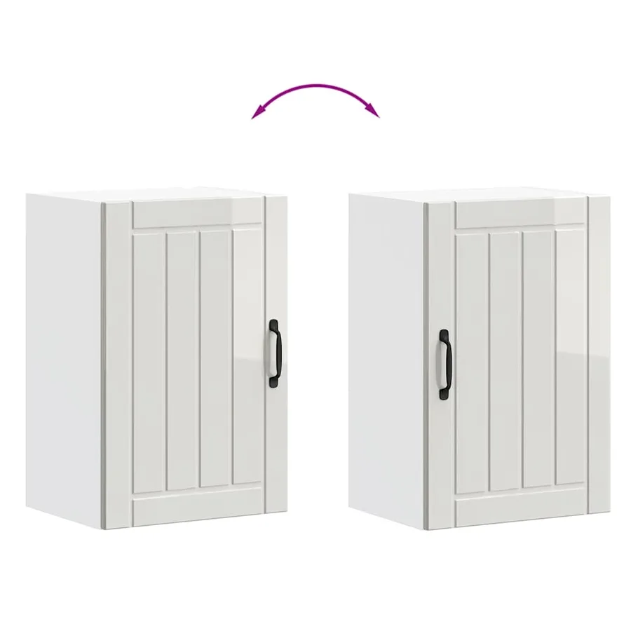Armoire murale de cuisine Lucca blanc brillant bois ingénierie - 9