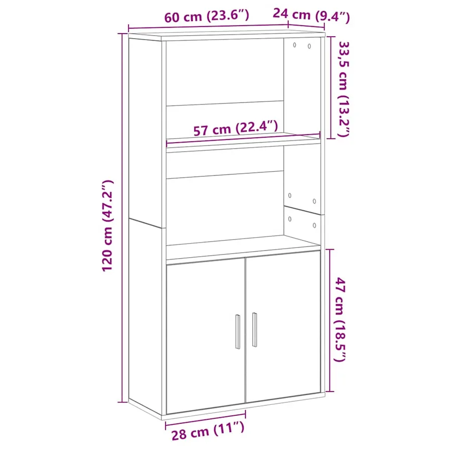 Bibliothèque chêne artisanal 60x24x120 cm bois d'ingénierie - 10
