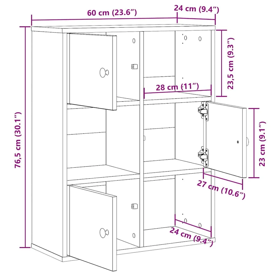 Bibliothèque chêne marron 60x24x76,5 cm bois d'ingénierie - 11