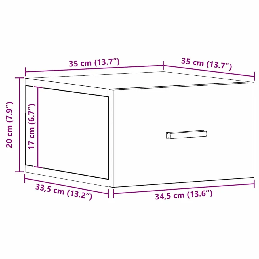 Cabinet de chevet mural avec tiroir Chêne noir 35 x 35 x 20 cm - 13