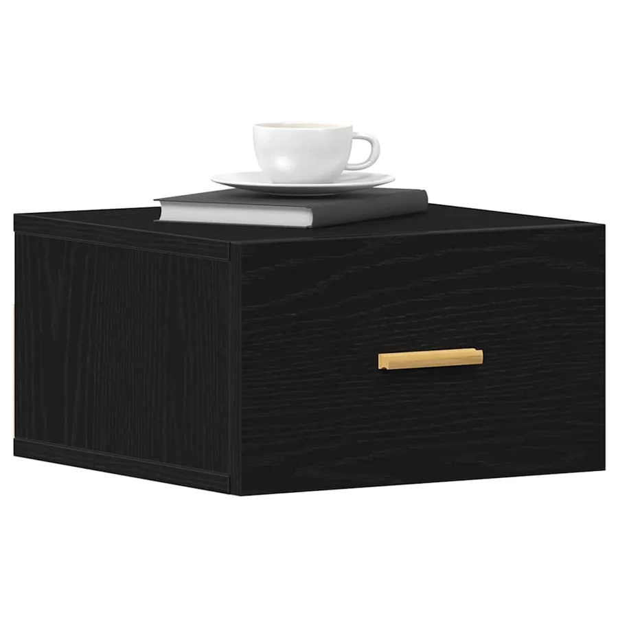 Cabinet de chevet mural avec tiroir Chêne noir 35 x 35 x 20 cm - 3