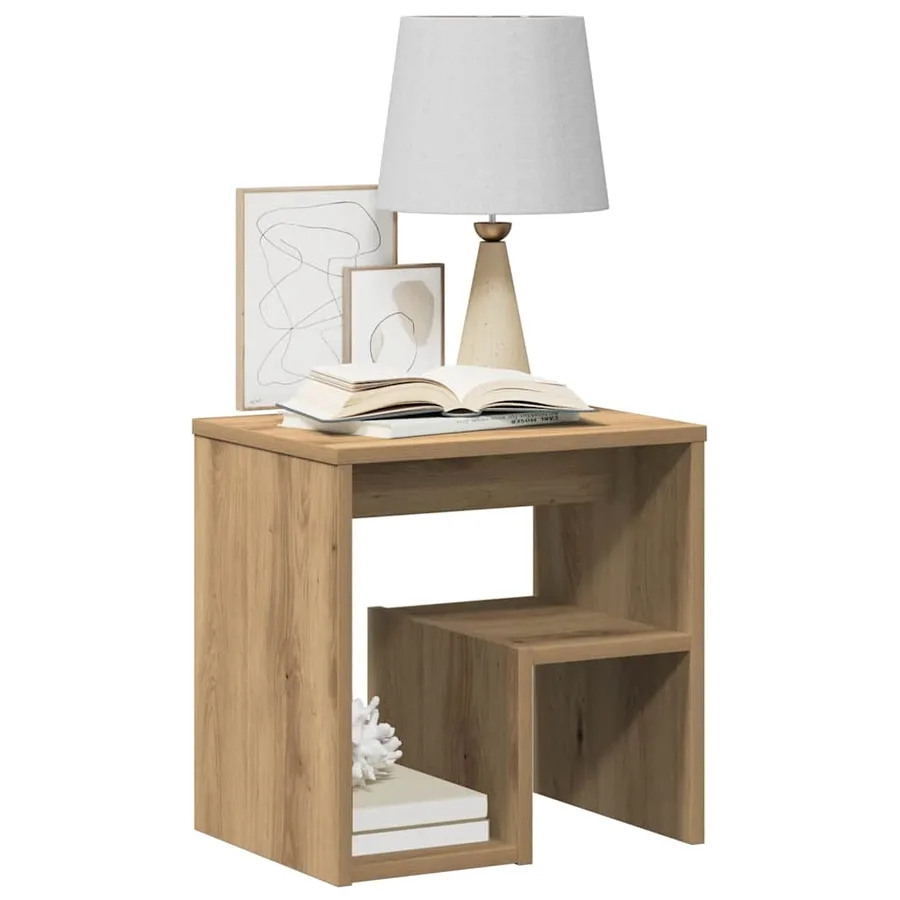 Table de chevet chêne artisanal 40x30x40 cm bois d'ingénierie - 8