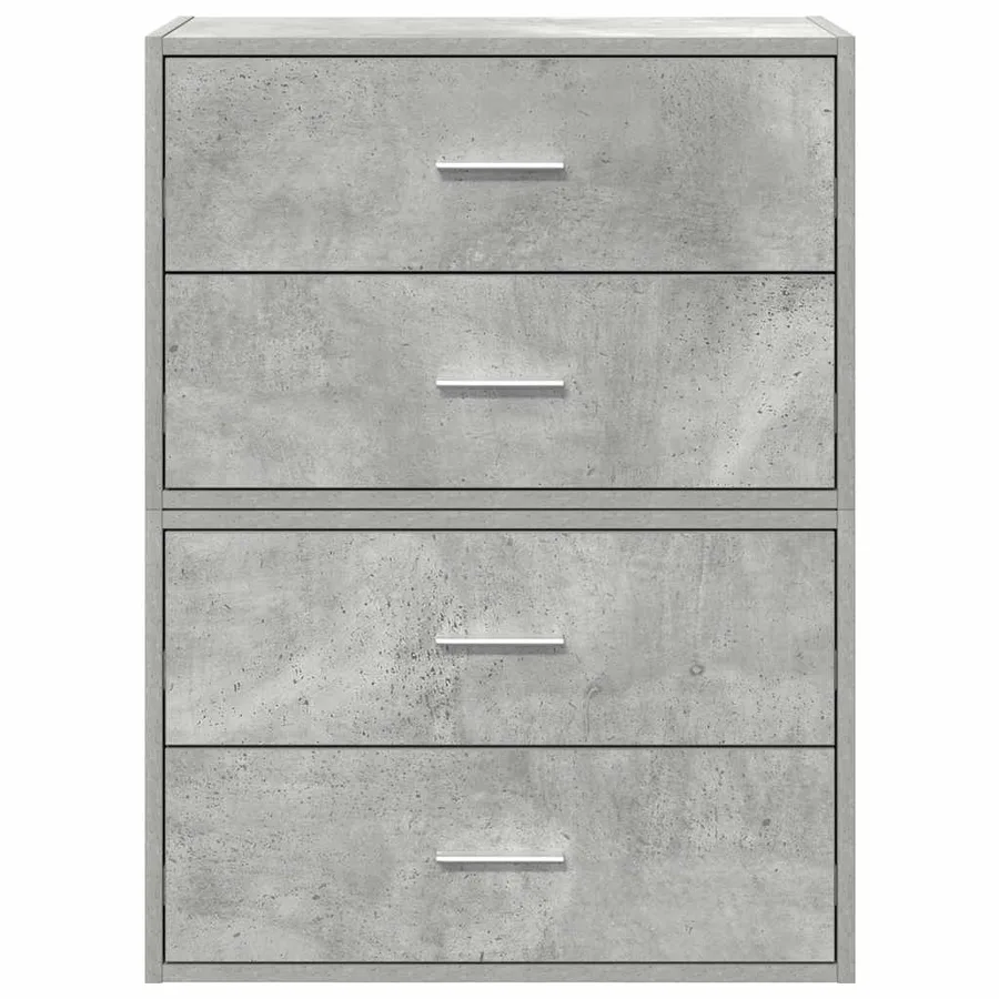 Armoires avec 2 tiroirs 2 pcs gris béton bois d'ingénierie - 4