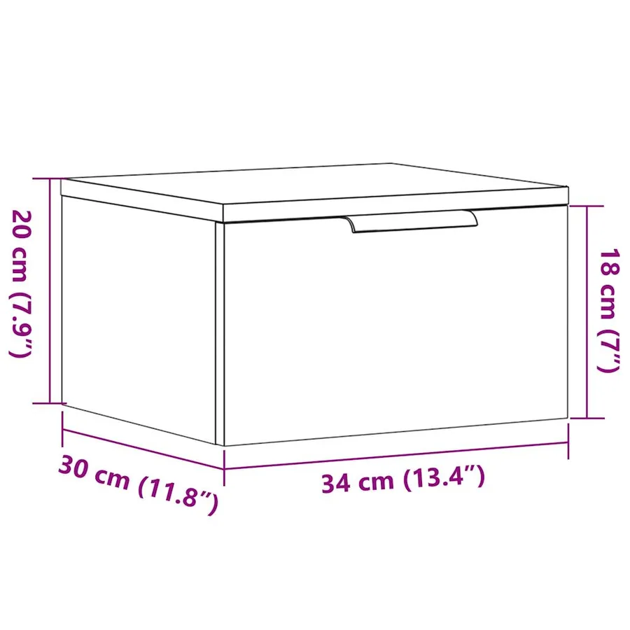 Tables de chevet murales 2 pcs chêne artisanal 34x30x20 cm - 12