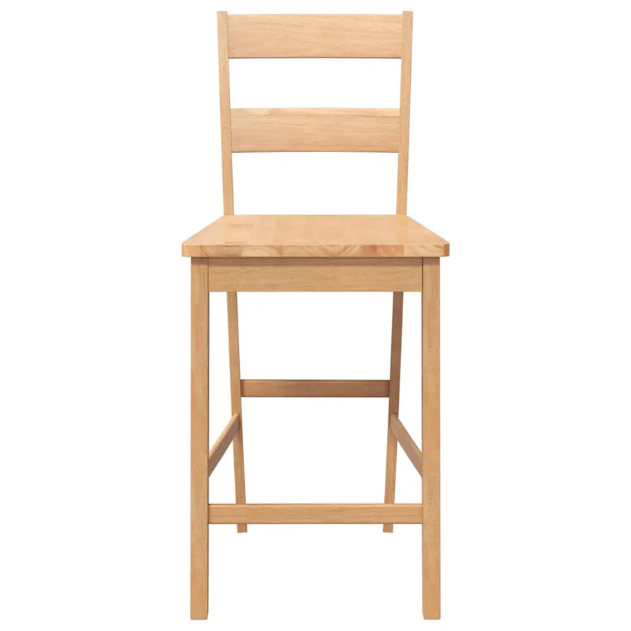 Tabourets de bar 2 pcs naturel bois massif d'hévéa - 5