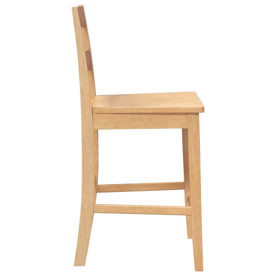 Tabourets de bar 2 pcs naturel bois massif d'hévéa - 6
