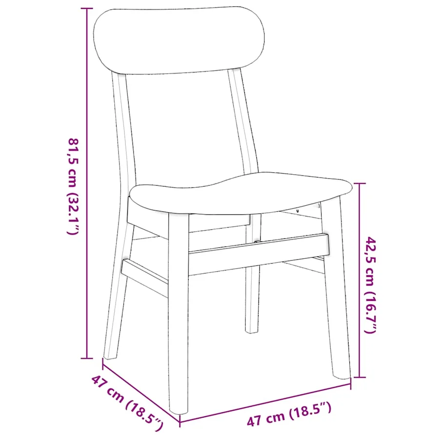 Chaises à manger coussins 2 pcs bois massif caoutchouc - 11