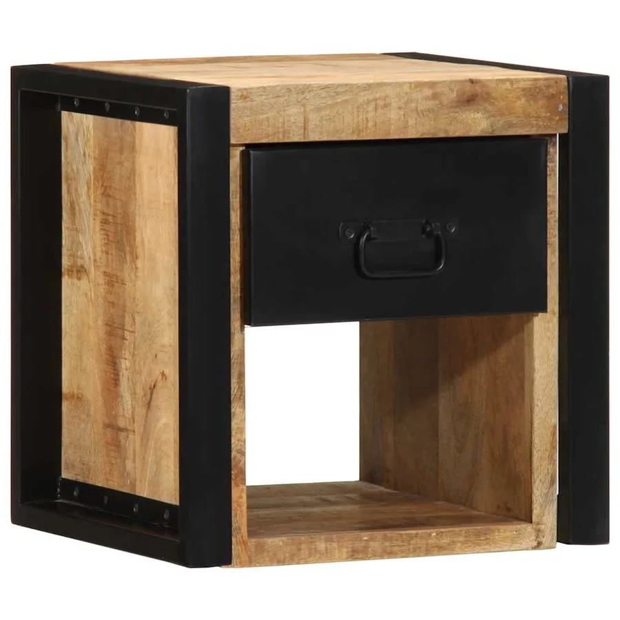 Tables de chevet 2 pcs 40x35x40 cm bois de manguier massif brut - 5
