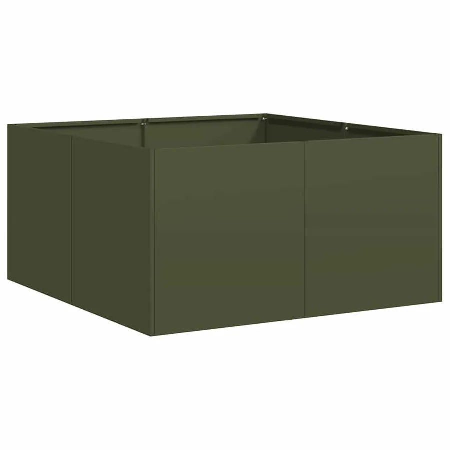 Jardinière vert olive 80x80x40 cm acier laminé à froid - 2