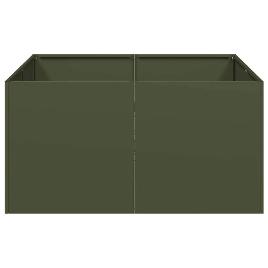Jardinière vert olive 80x80x40 cm acier laminé à froid - 4