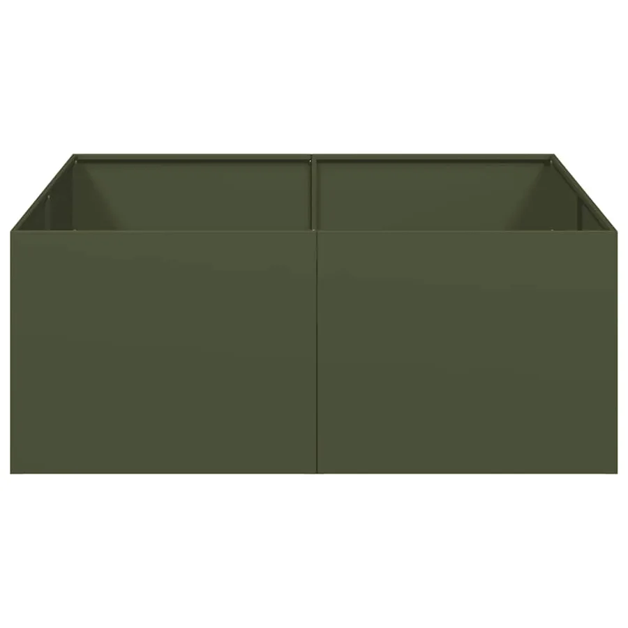 Jardinière vert olive 100x100x40 cm acier - 4